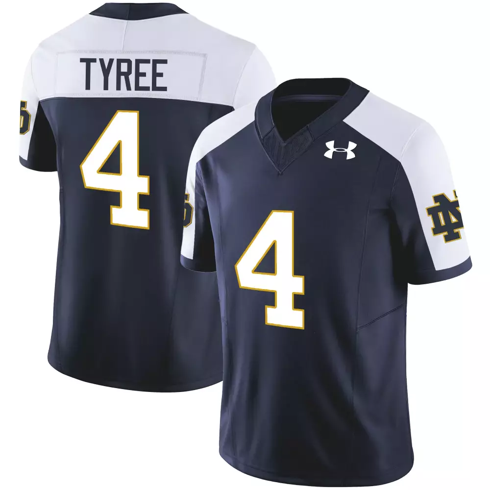 Tyree 4 Notre Dame Fighting Irish Navy Stitched Jersey | Name Patch 2023 | For Men, Women & Youth