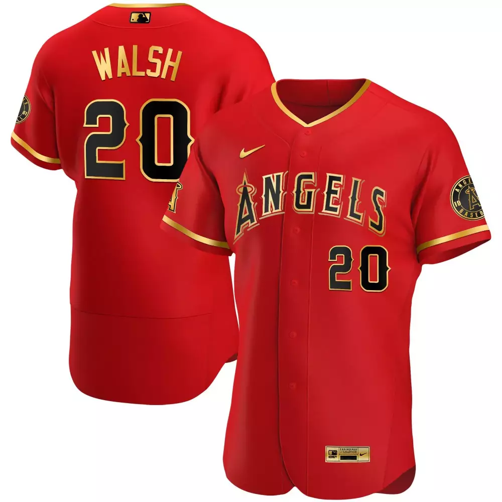 Walsh 20 Los Angeles Angels 2023 Red All Stitched Jersey | Men's Name Patch Fan Gear | For Men, Women & Youth