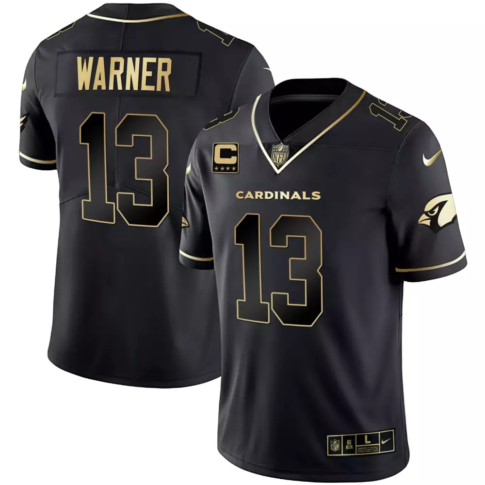 Warner 13 Arizona Cardinals Black Gold Stitched Jersey | 2023 Name Patch | Fan Gear for Men, Women & Youth