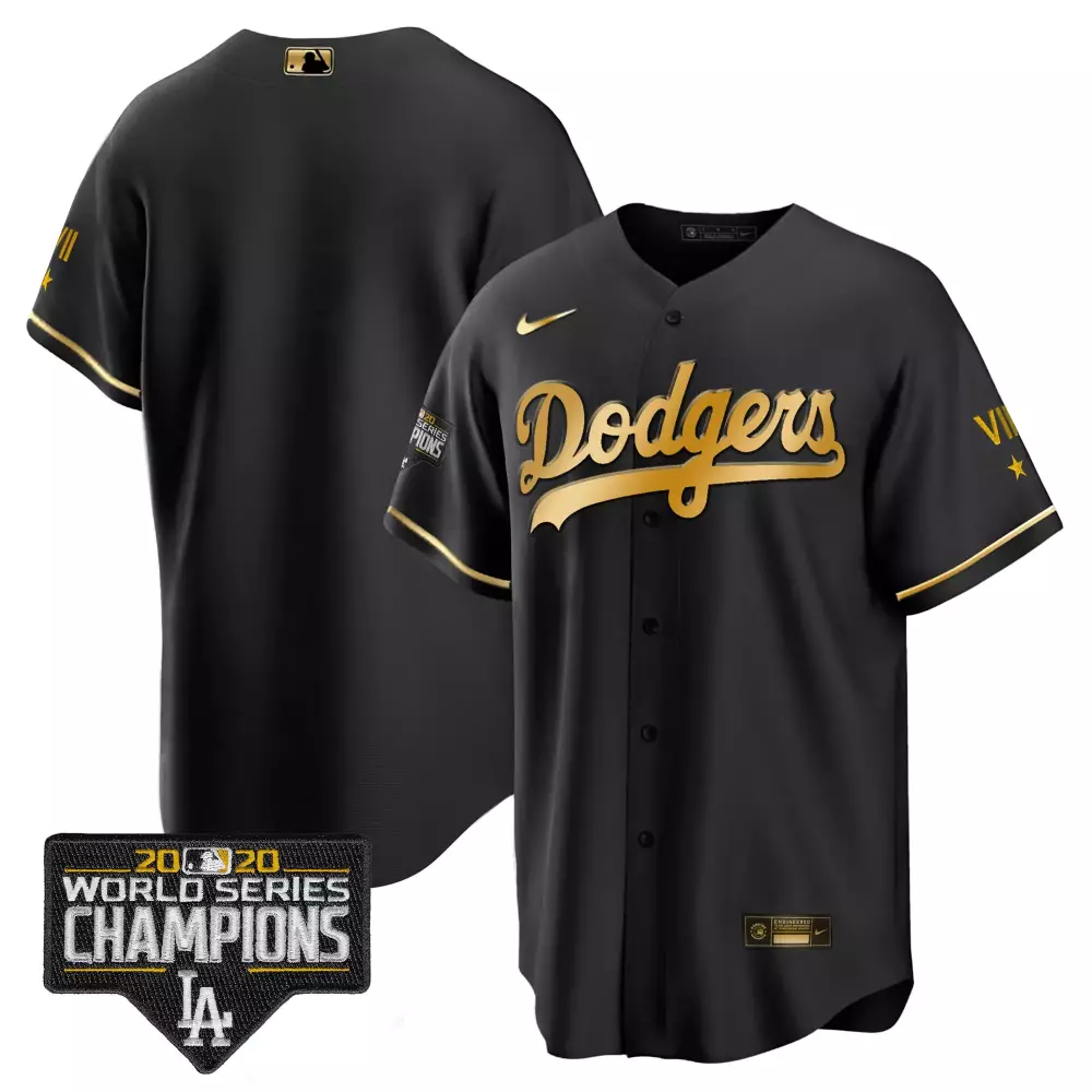 2020 World Series Champions Dodgers Black All Stitched Vapor Jersey | Men's Quality Edition | Fan Gear | For Men, Women & Youth
