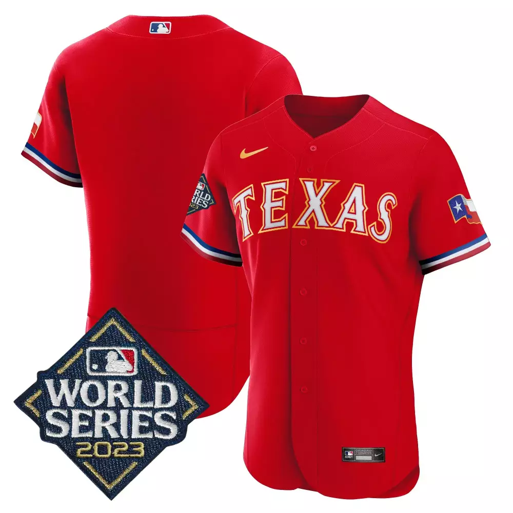 2023 Evan Carter Texas Rangers Red All Stitched Vapor Jersey | World Series Patch | Limited Edition Fan Gear | For Men, Women & Youth