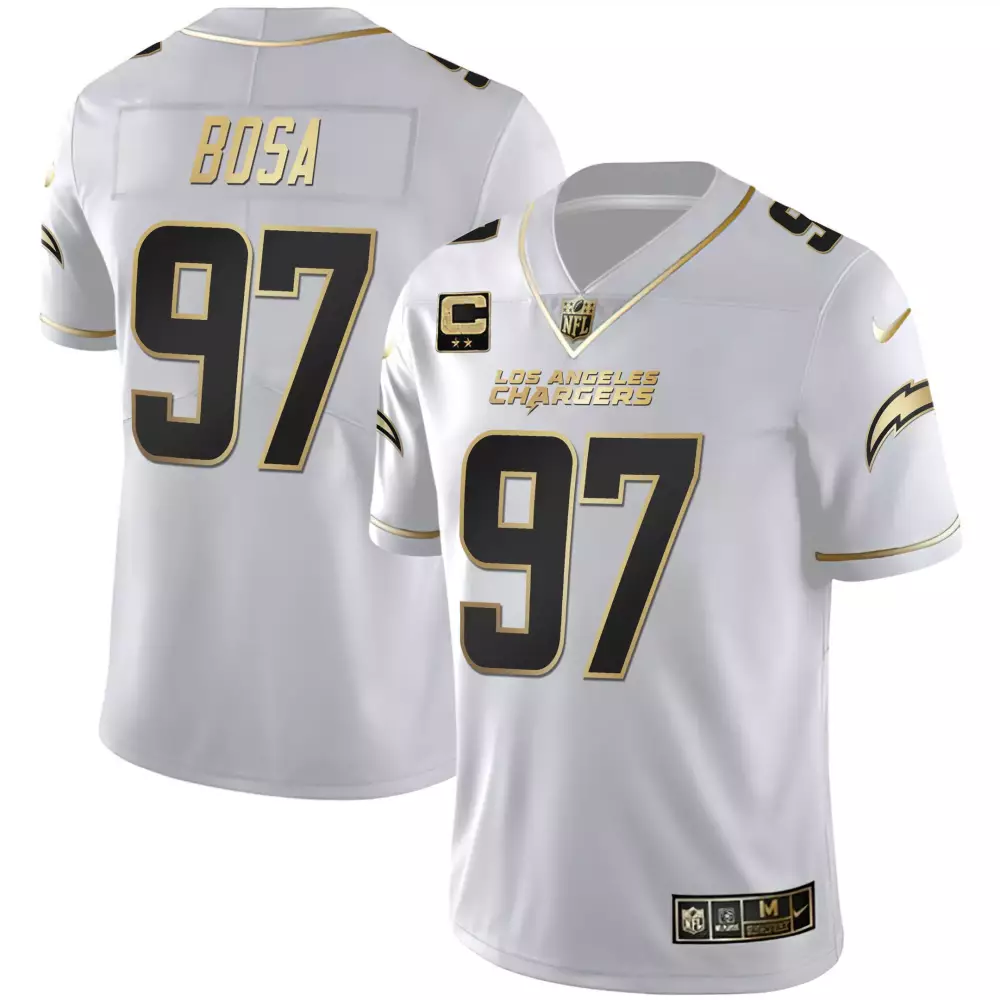Bosa 97 Los Angeles Chargers White Stitched Vapor Jersey | Women's Gold Edition for 2023 | For Men, Women & Youth