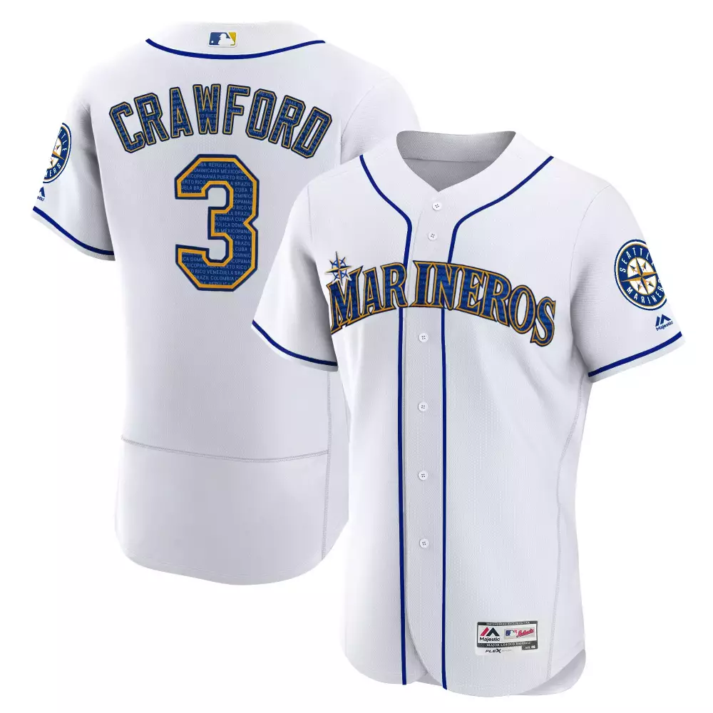 Crawford Mariners Hispanic Heritage Jersey | Stitched White Vapor | Celebrate Diversity | For Men, Women & Youth