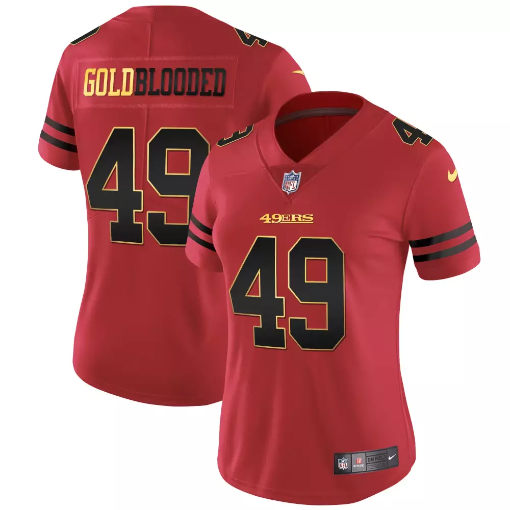 Gold Blooded 49ers 2023 Women's Red All Stitched Vapor Jersey | Fan Gear | For Women & Youth