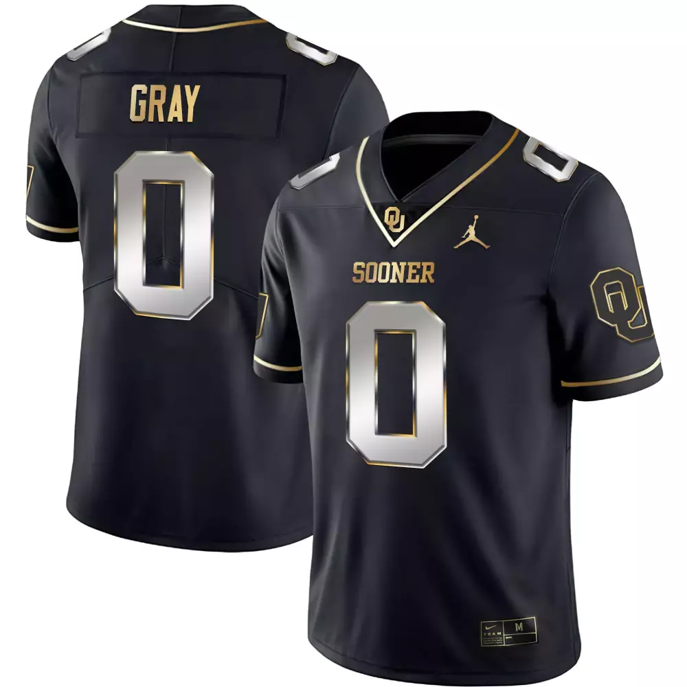 Custom Oklahoma Sooners  Jordan Gray 0 Gray All Stitched Name Patch Style 2023 Authentic Jersey – Black