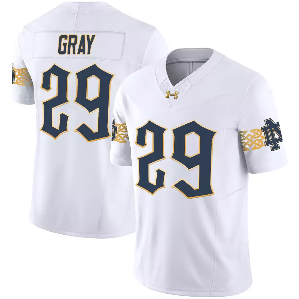 Gray 29 Notre Dame Fighting Irish Vapor Limited Jersey | White 2024 Stitched | Fan Gear for Men, Women & Youth