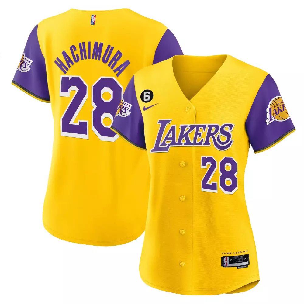 Hachimura 28 Los Angeles Lakers Yellow Women's Stitched Jersey | 2023 Game Day Outfit | Fan Gear for Men, Women & Youth