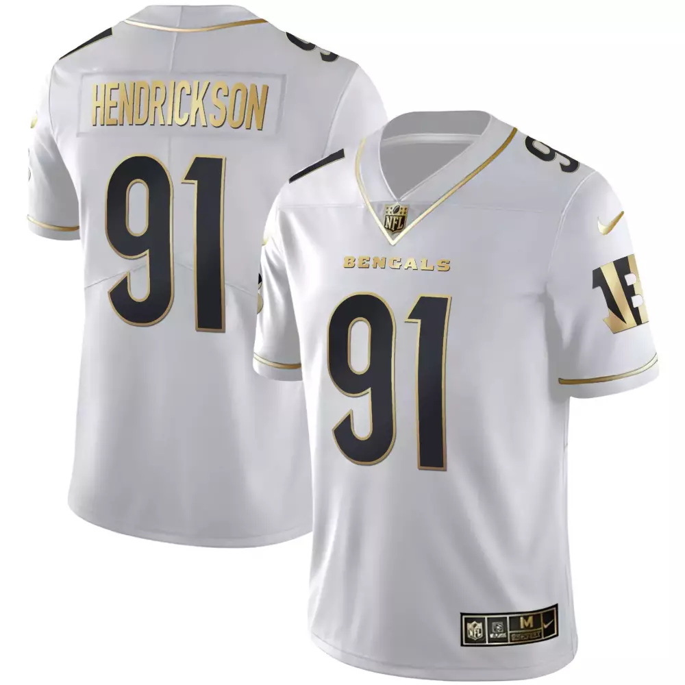 Hendrickson 91 Cincinnati Bengals 2023 Women's Stitched Vapor Jersey | White & Gold | Fan Gear for Women & Youth