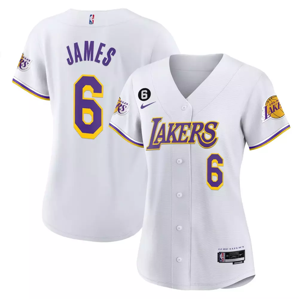 LeBron James 6 Los Angeles Lakers White Vapor Jersey 2023 | Women's All Stitched | Limited Edition Fan Gear | For Men, Women & Youth