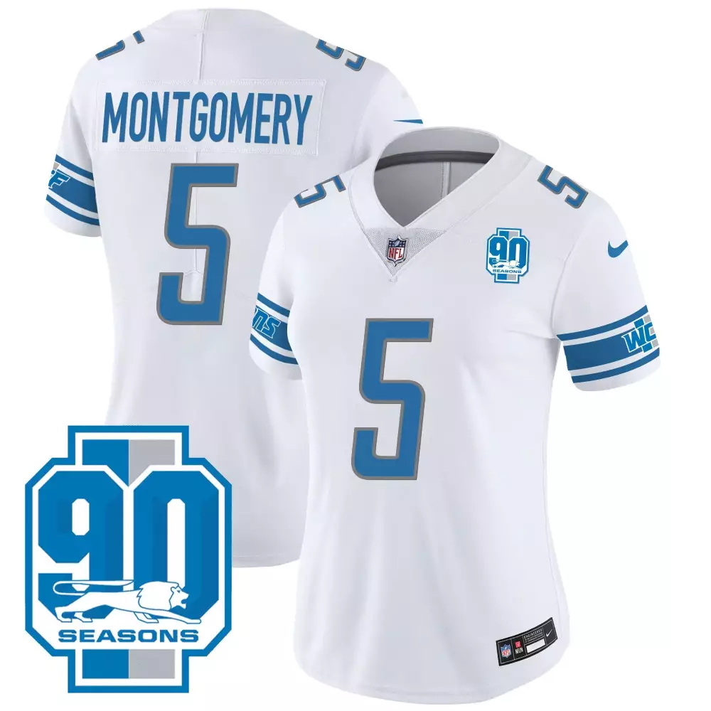 Montgomery 5 Detroit Lions Men's Black Stitched Vapor Jersey | 2023 Embroidered Patch | Game Day Outfit | For Men, Women & Youth