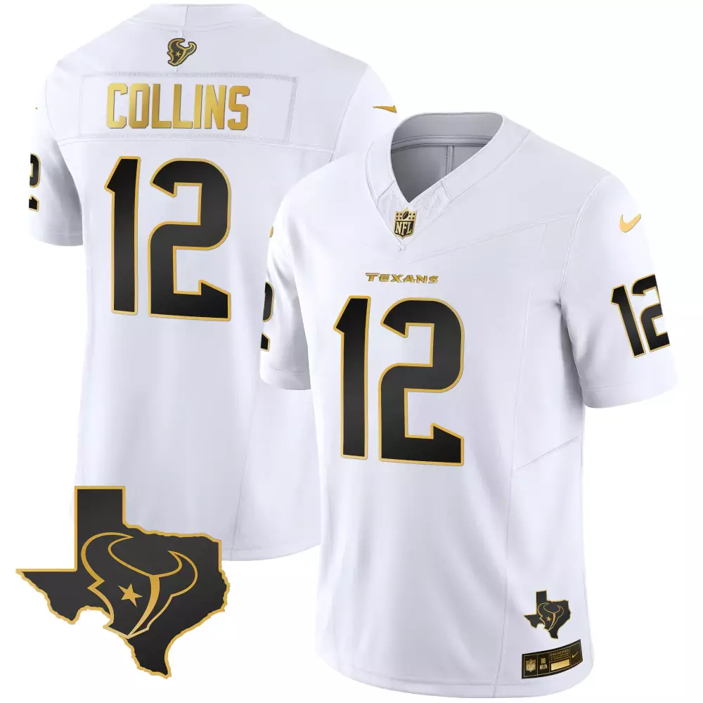Nico Collins 12 Houston Texans White All Stitched Vapor Limited Jersey | 2023 Fan Gear | For Men, Women & Youth