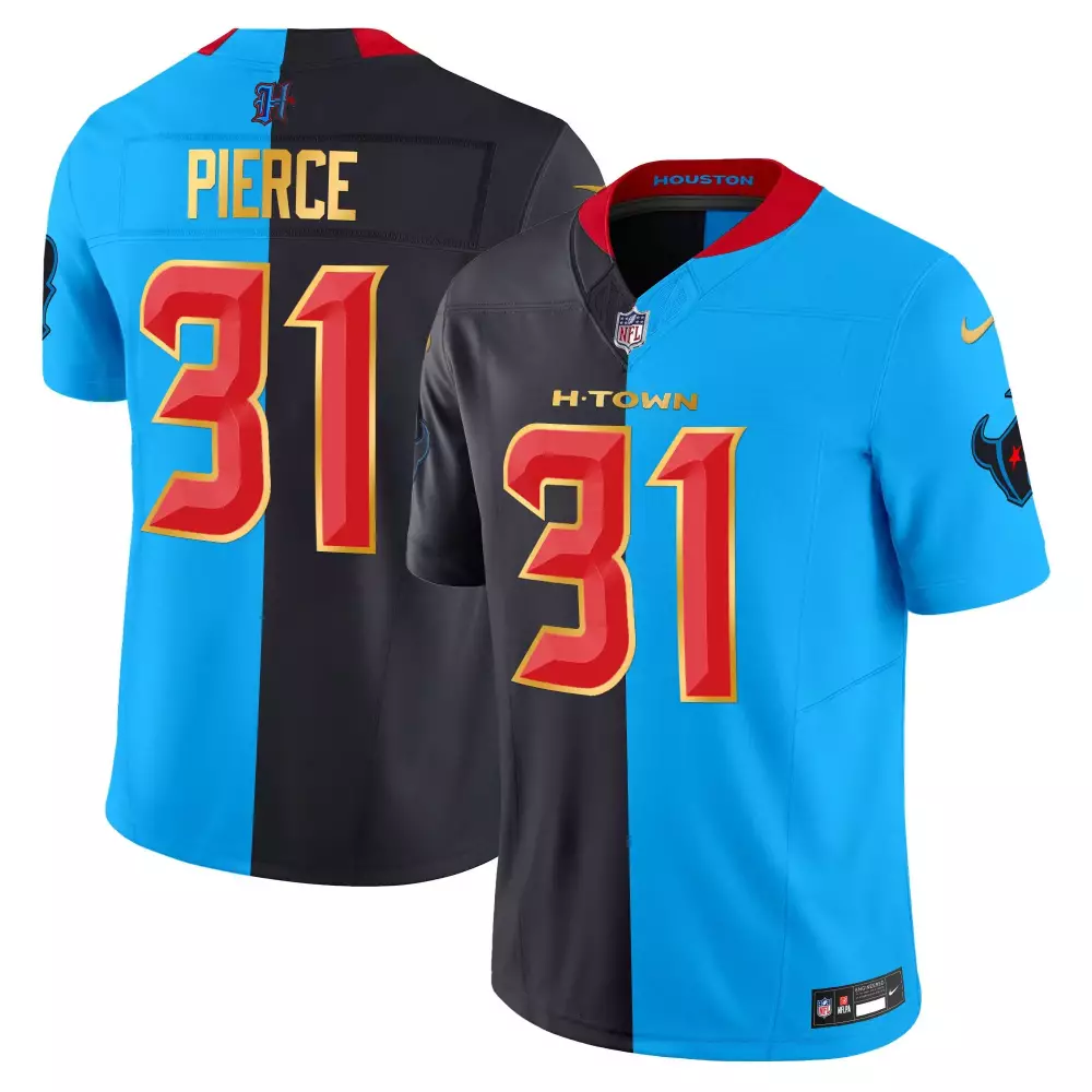 Pierce 31 Houston Texans 2024 Men's Gold Trim Vapor Limited Jersey | All Stitched | For Men, Women & Youth