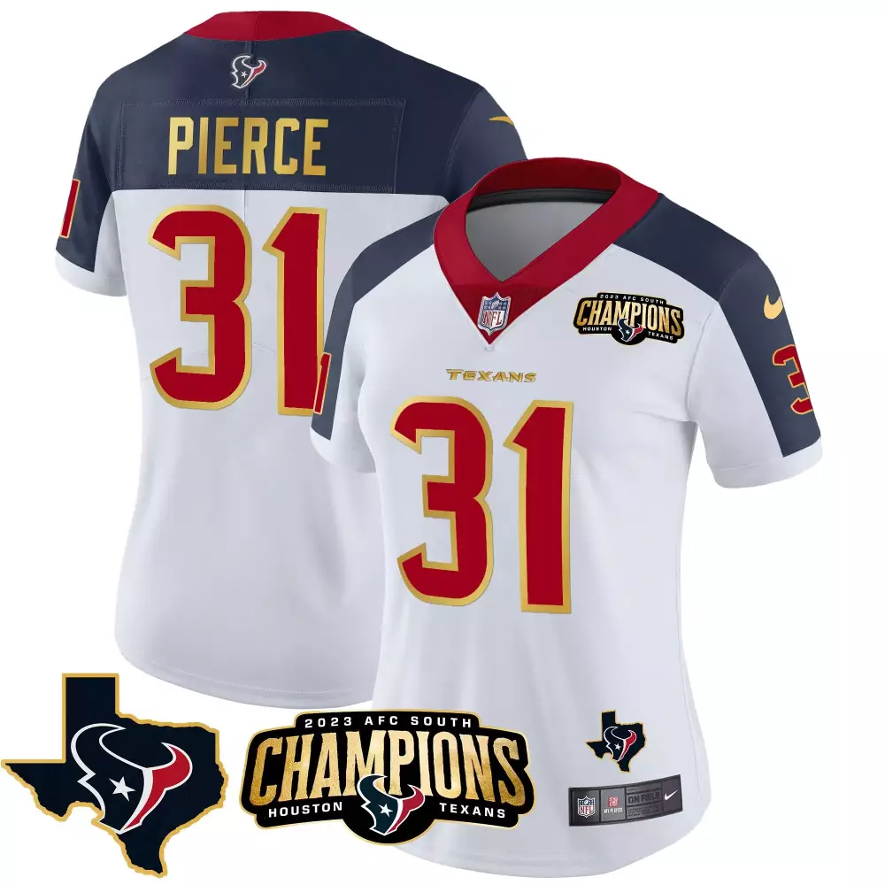 Pierce 31 Houston Texans Women's White All Stitched Jersey | With Name Patch 2023 | For Game Day | For Women & Youth