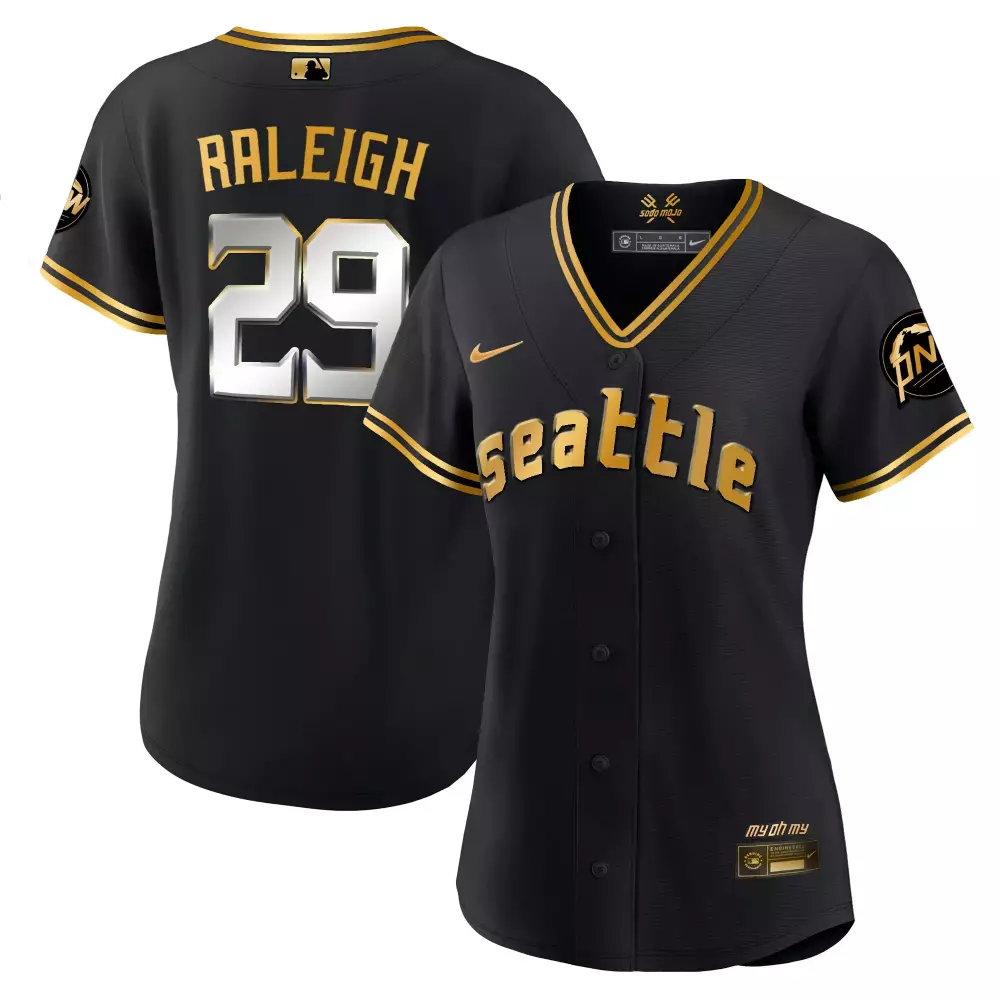 Raleigh 29 Seattle Mariners 2023 Women's Black Stitched Vapor Jersey | Fan Gear for Game Day | For Men, Women & Youth