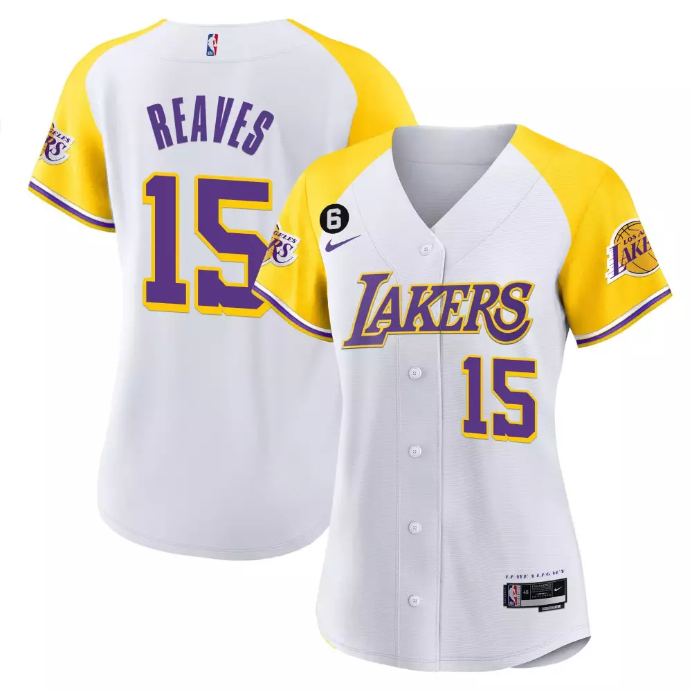 Reaves 15 Women's Los Angeles Lakers Yellow White All Stitched Vapor Jersey 2023 | Game Day Outfit | For Men, Women & Youth