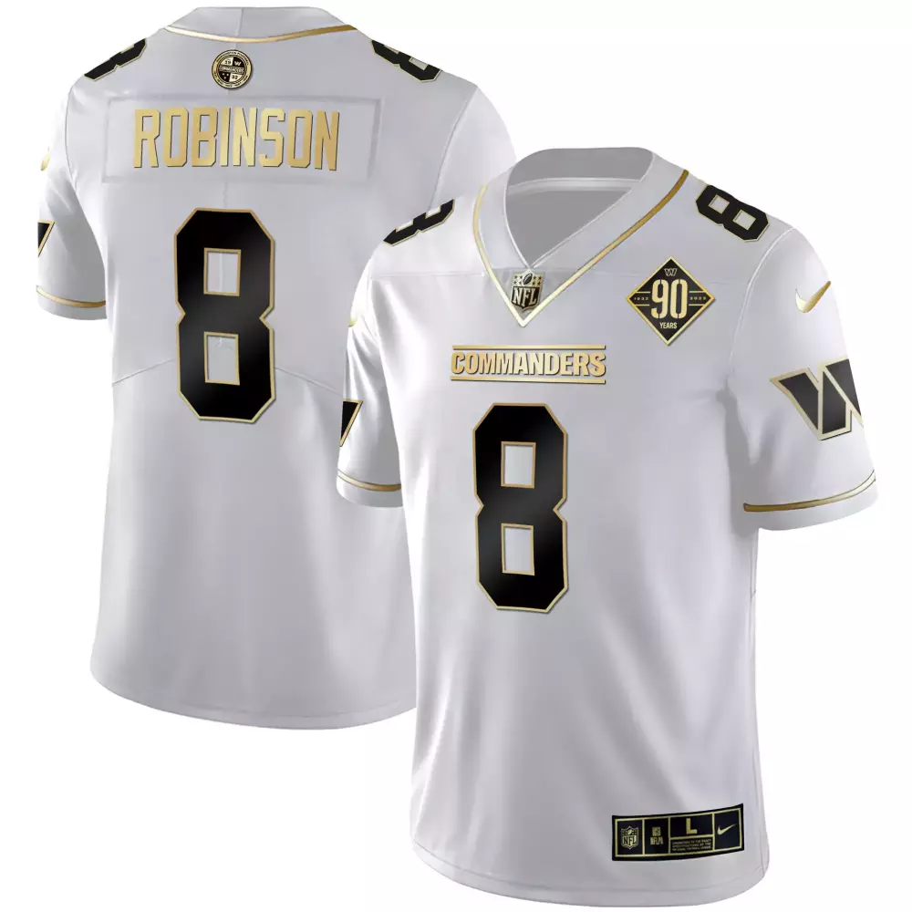 Robinson 8 Women's Washington Commanders White Vapor Limited Jersey | All Stitched 90th Anniversary Fan Gear for Women & Youth