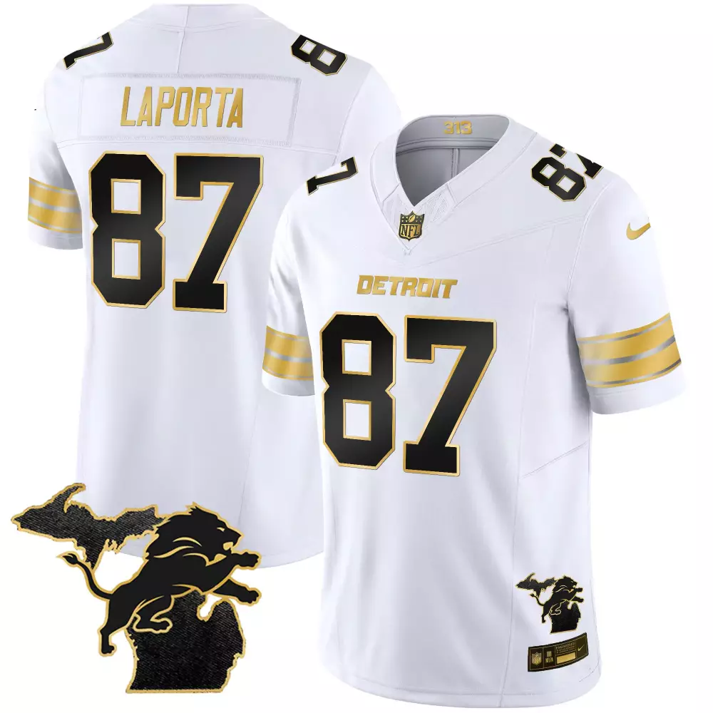 Sam Laporta 87 Detroit Lions 2024 Black Stitched Jersey | All Name Patch Edition | For Men, Women & Youth