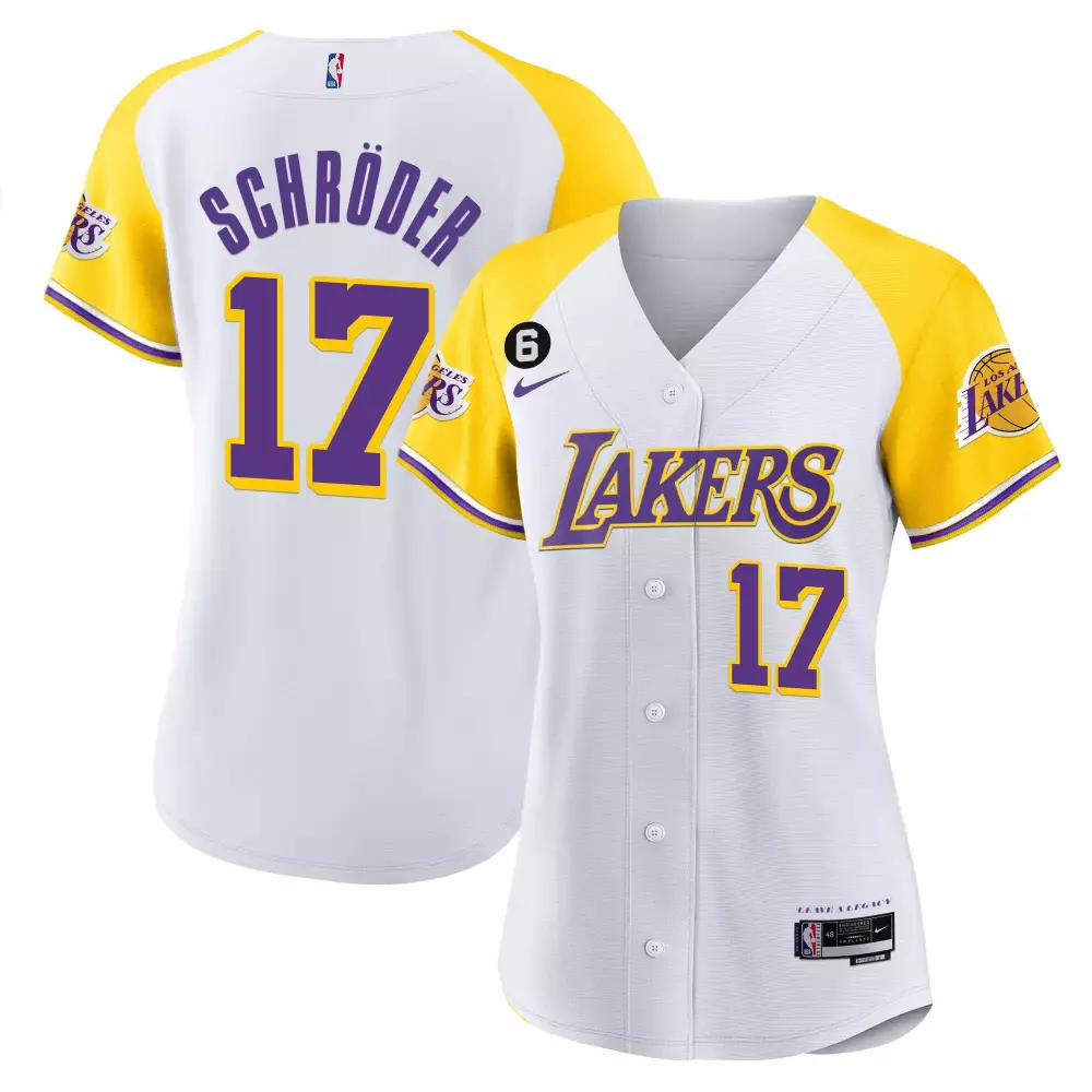 Dennis Schröder 17 Women's White Yellow Jersey | Los Angeles Lakers All Stitched Vapor Style 2023 | For Wome