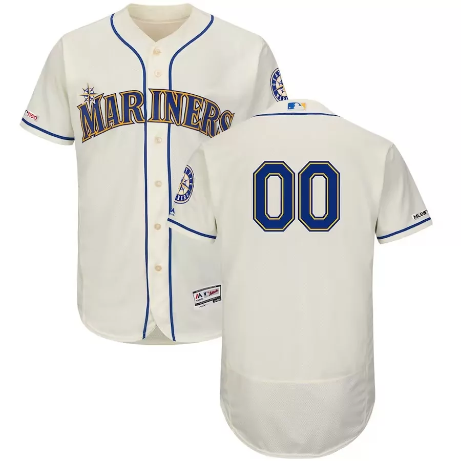 Custom 00 Seattle Mariners Cream Jersey | All Stitched Vapor Style | Game Day Essential | For Men, Women & Youth