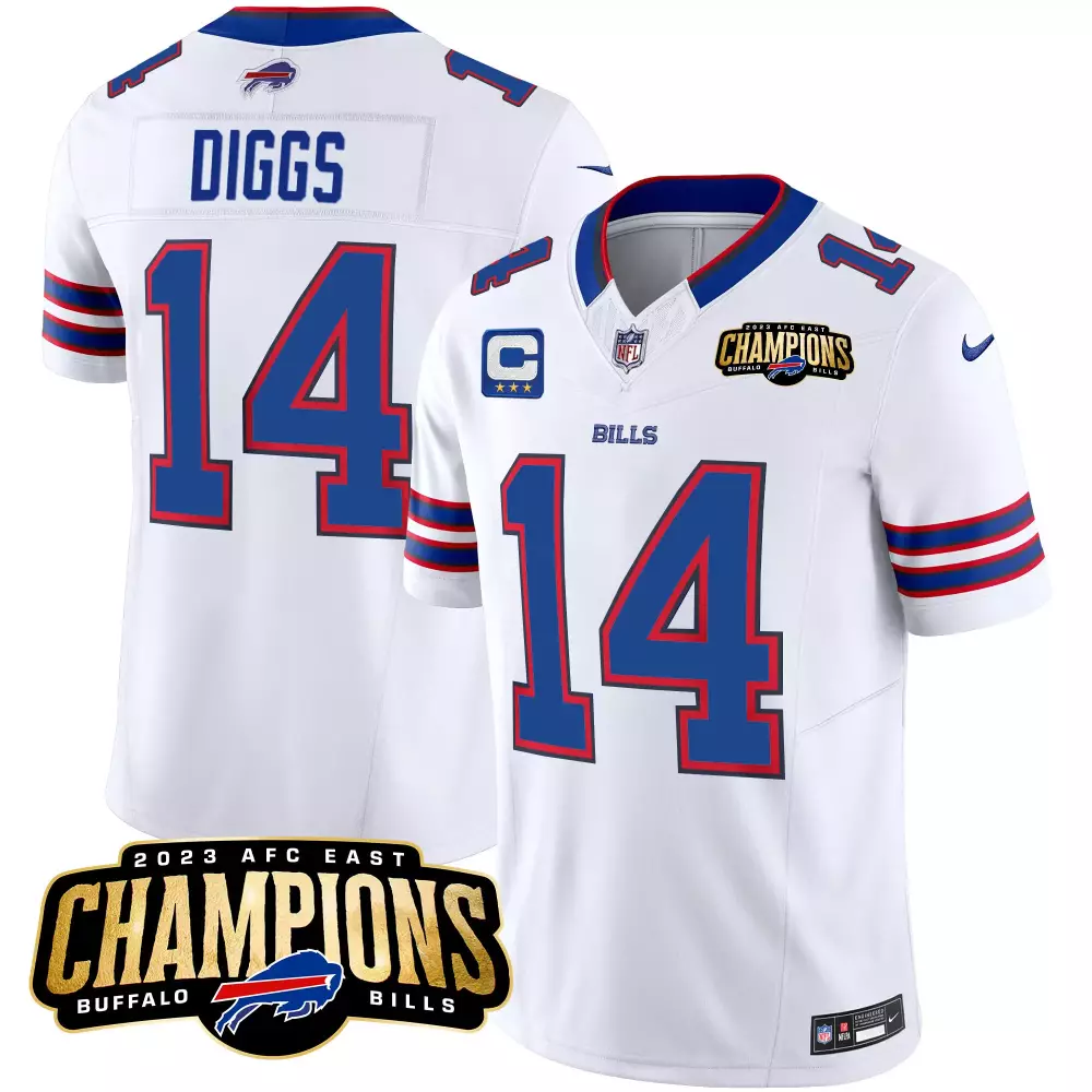 Stefon Diggs 2023 Buffalo Bills Champions Stitched Vapor Jersey | White | Fan Gear for Game Day | For Men, Women & Youth