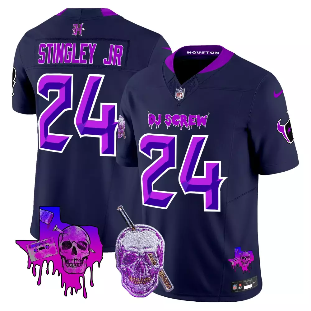 Stingley Jr. 24 Houston Texans Men's Navy Stitched Jersey | 2023 Style | Fan Gear for Game Day | For Men, Women & Youth