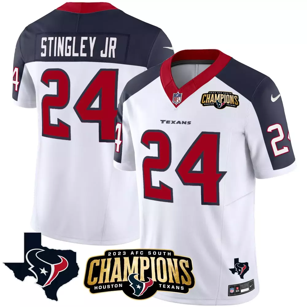 Stingley Jr. Houston Texans 2023 White Stitched Jersey | AFC South Champions Patch | Replica Fan Gear | For Men, Women & Youth