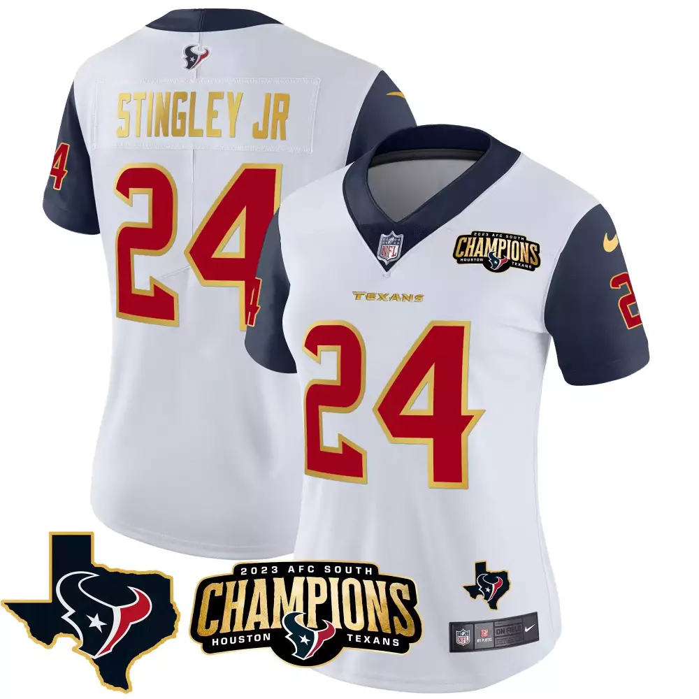 Stingley Jr. Houston Texans 2023 White Women's Stitched Jersey | AFC South Champions | Fan Gear | For Men, Women & Youth