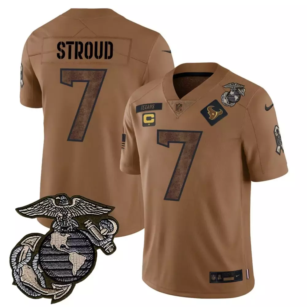 Stroud 7 Houston Texans 2023 Split Jersey | Marine Corps Patch | Fan Gear for Men, Women & Youth