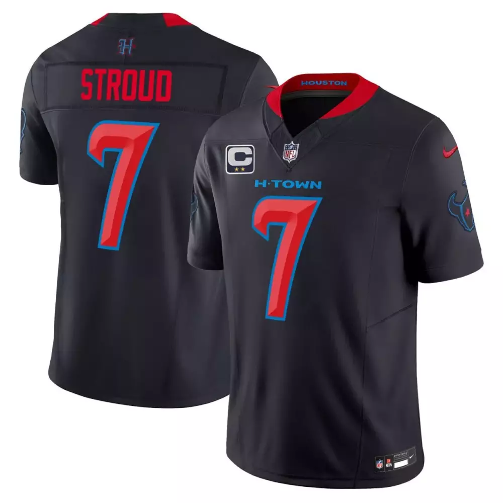 Stroud 7 Houston Texans 2024 Blue All Stitched Custom Jersey | Men's Style Name Patch | Limited Edition Fan Gear | For Men, Women & Youth