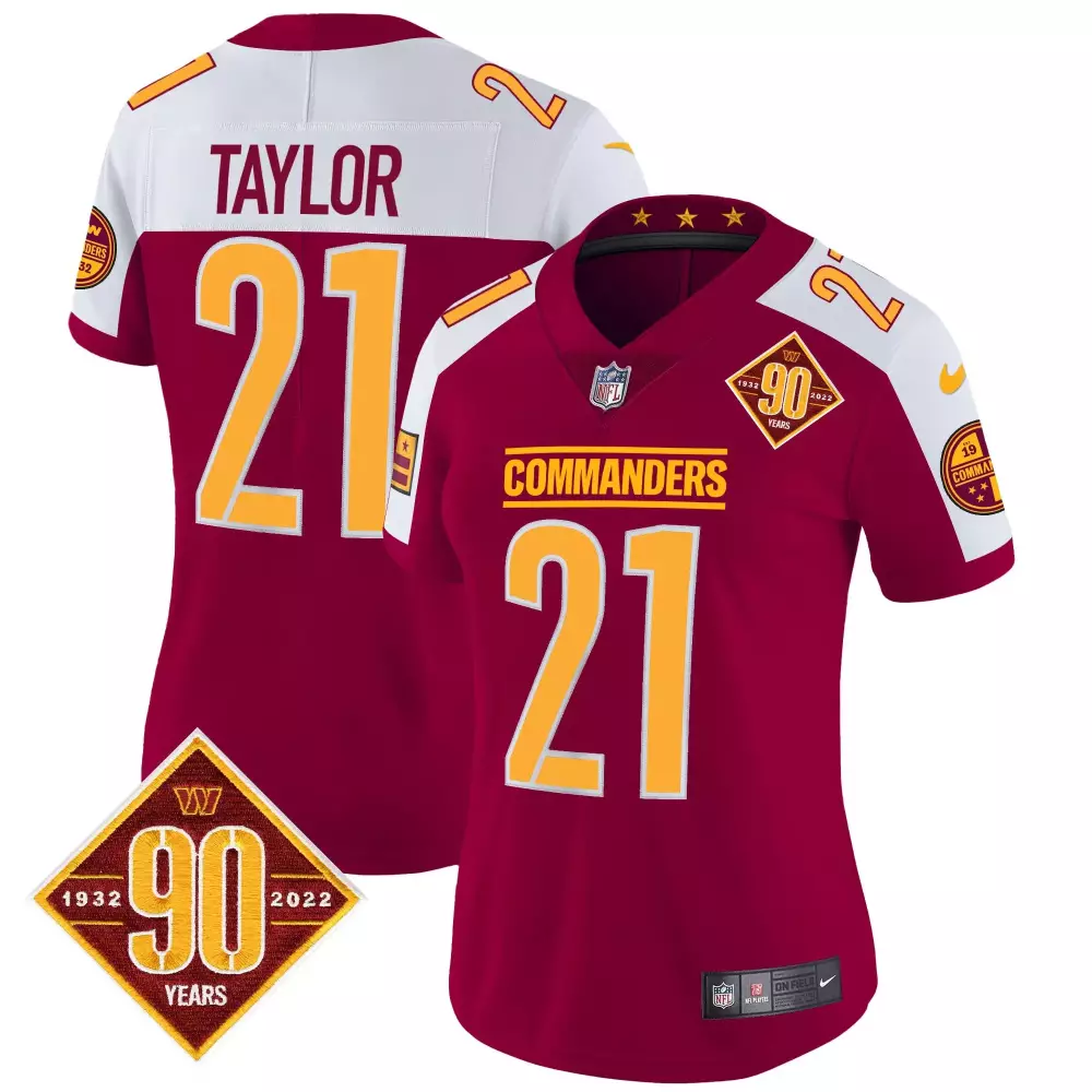 Taylor 21 Washington Commanders Women's 90th Anniversary Burgundy Stitched Vapor Jersey | Fan Gear | For Women