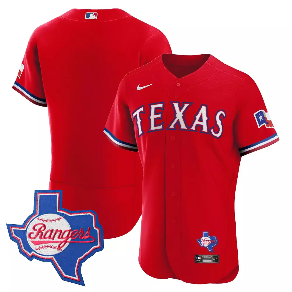Texas Rangers Red Flex Base Jersey 2023 | All Stitched Texas Patch | Game Day Outfit | For Men, Women & Youth