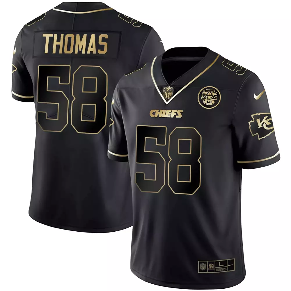 Thomas 58 Kansas City Chiefs Black Gold All Stitched Jersey | 2023 Men's Style | For Men, Women & Youth