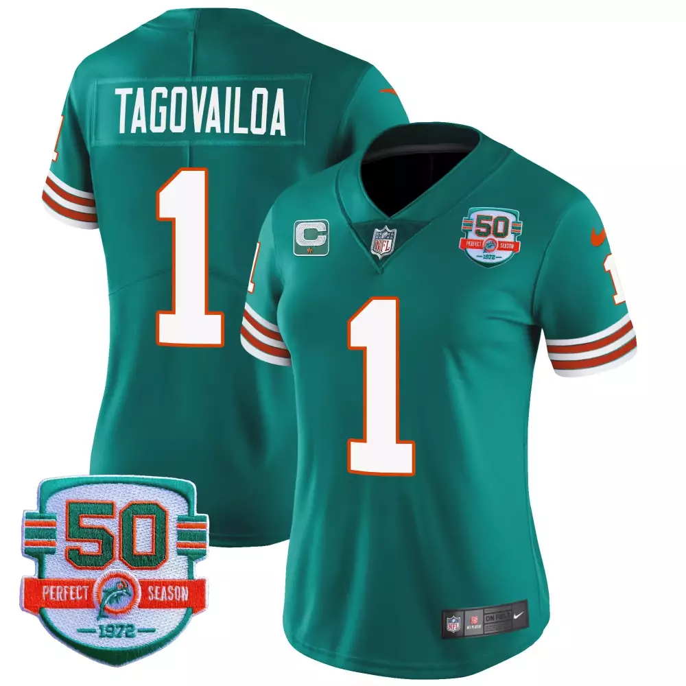 Tua Tagovailoa Miami Dolphins Women's Throwback Vapor Jersey | 2022 All Stitched 50th Season | Fan Gear for Men, Women & Youth