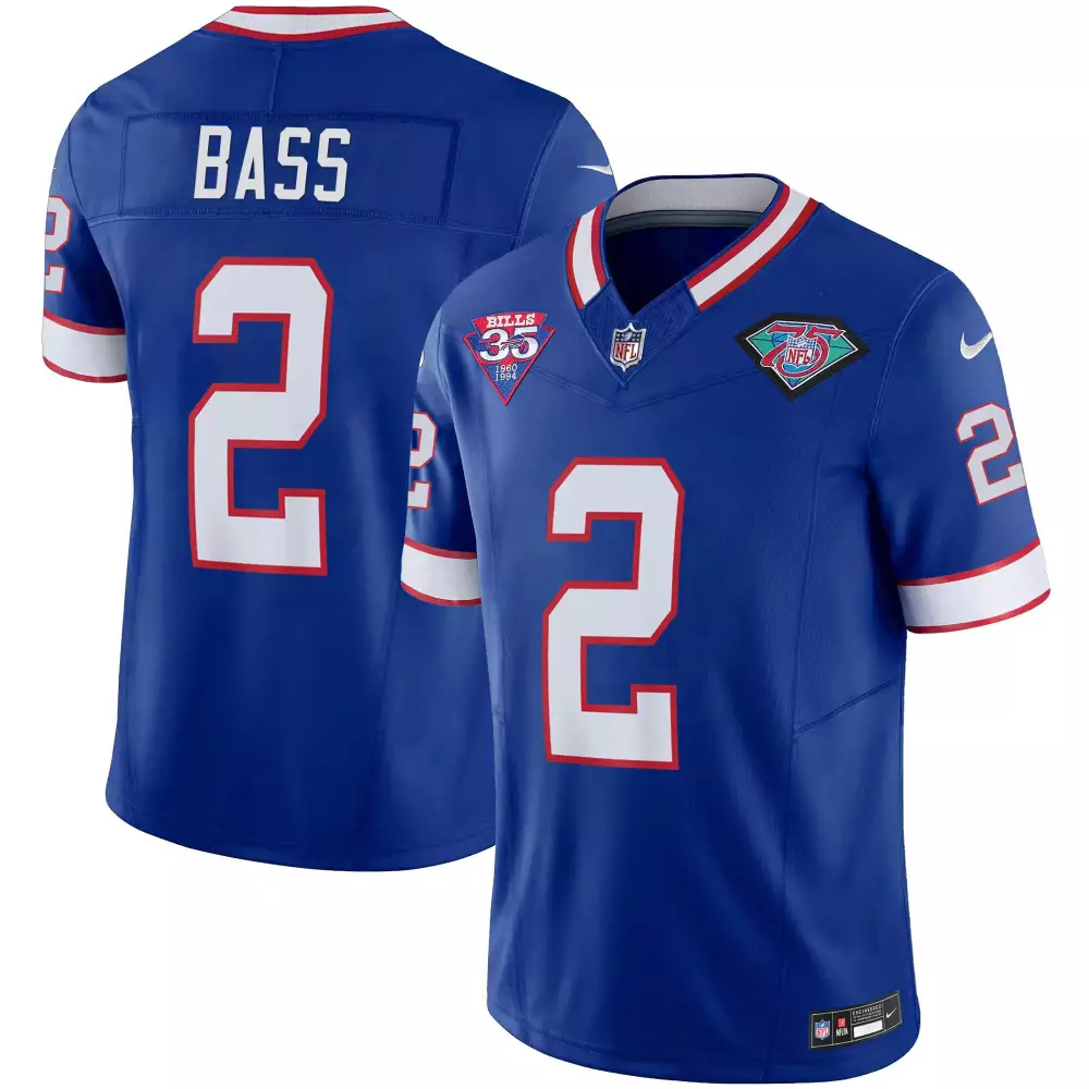 Tyler Bass 2 Buffalo Bills 1994 Youth All Stitched Vapor Jersey | Royal Blue Style | Fan Gear | For Men, Women & Youth