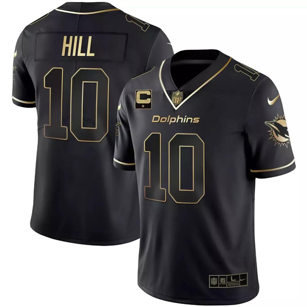 Tyreek Hill 10 Miami Dolphins 2023 Women's Black & Gold Stitched Vapor Jersey | Fan Gear | For Women & Youth