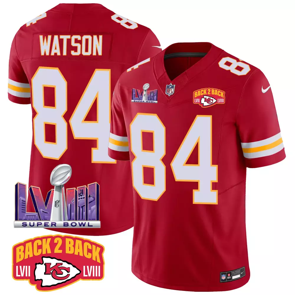 Watson 84 Kansas City Chiefs Red Jersey | Super Bowl LVIII Back 2 Back Edition | Fan Gear for Men, Women & Youth