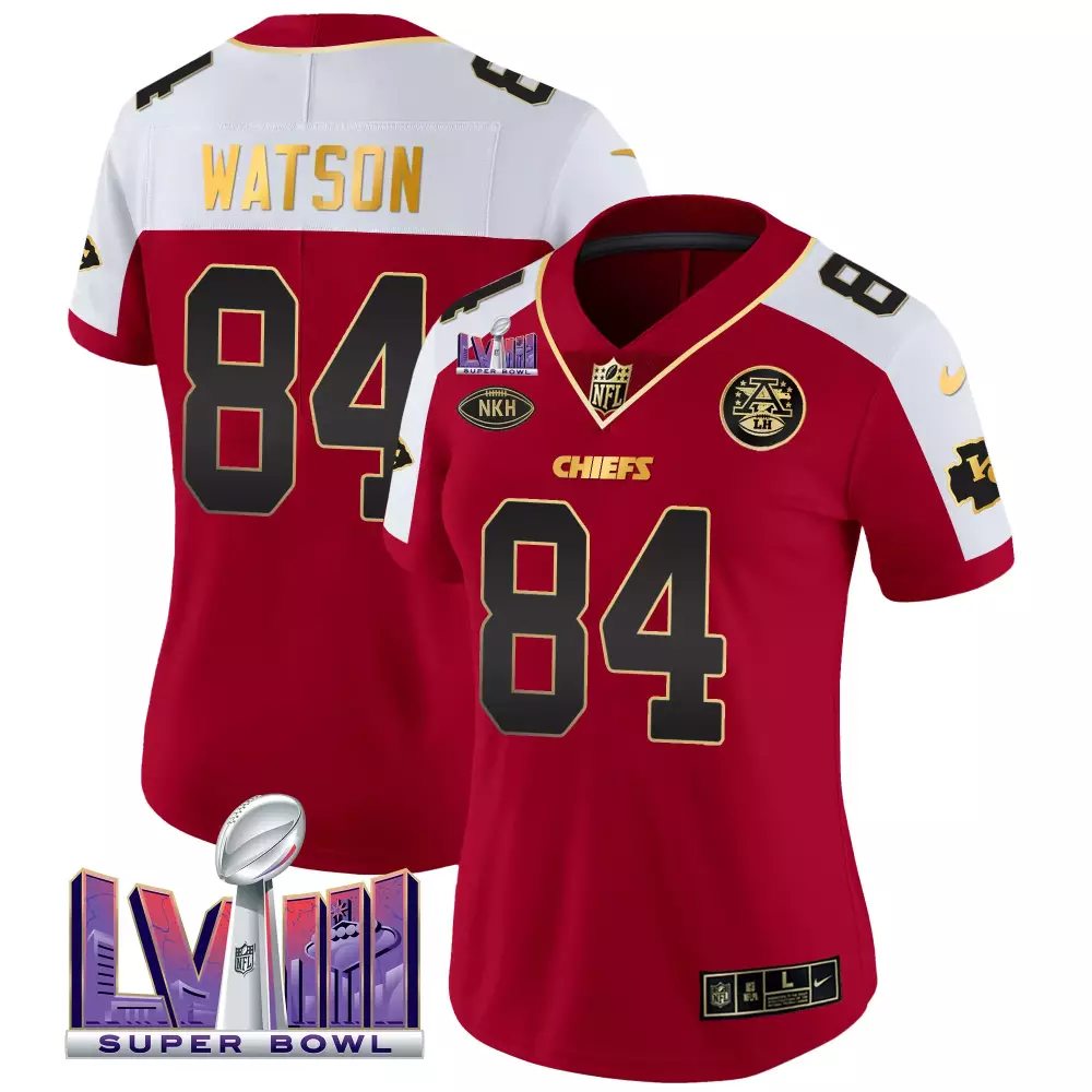 Watson 84 Kansas City Chiefs Women's Red Super Bowl LVIII Stitched Vapor Jersey | Limited Edition Fan Gear | For Men, Women & Youth