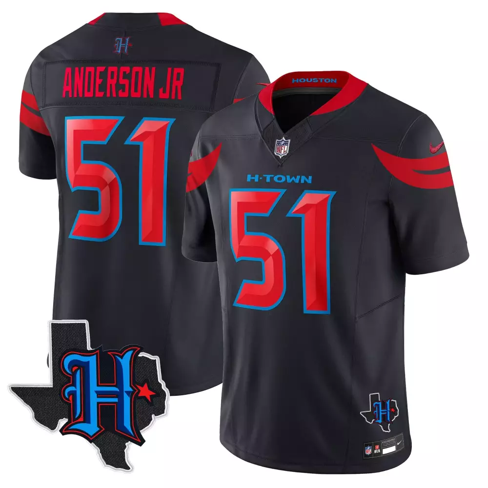 Will Anderson Jr. 51 Houston Texans 2024 Navy Stitched Jersey | Name Patch Edition | Game Day Outfit | For Men