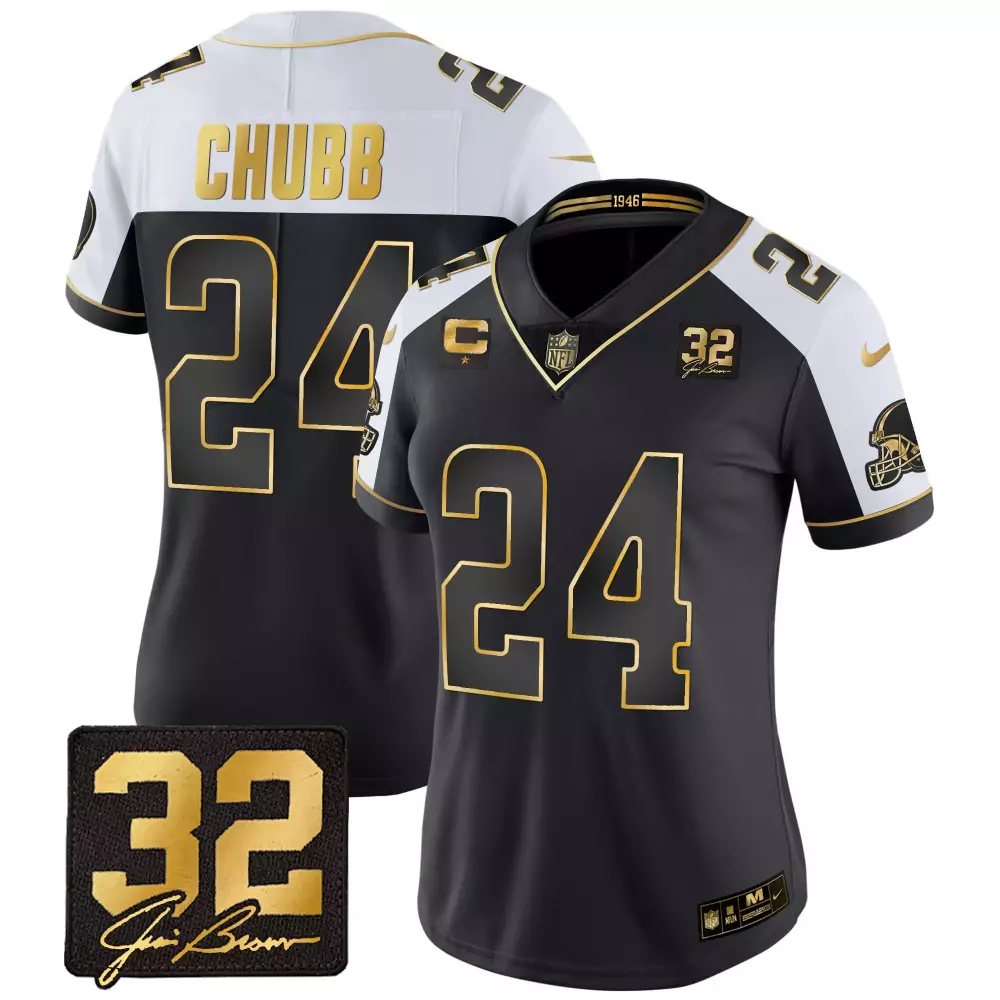 Brown 32 Cleveland Browns 1946 Stitched Vapor Jersey | Black | Memorial Patch | For Men, Women & Youth