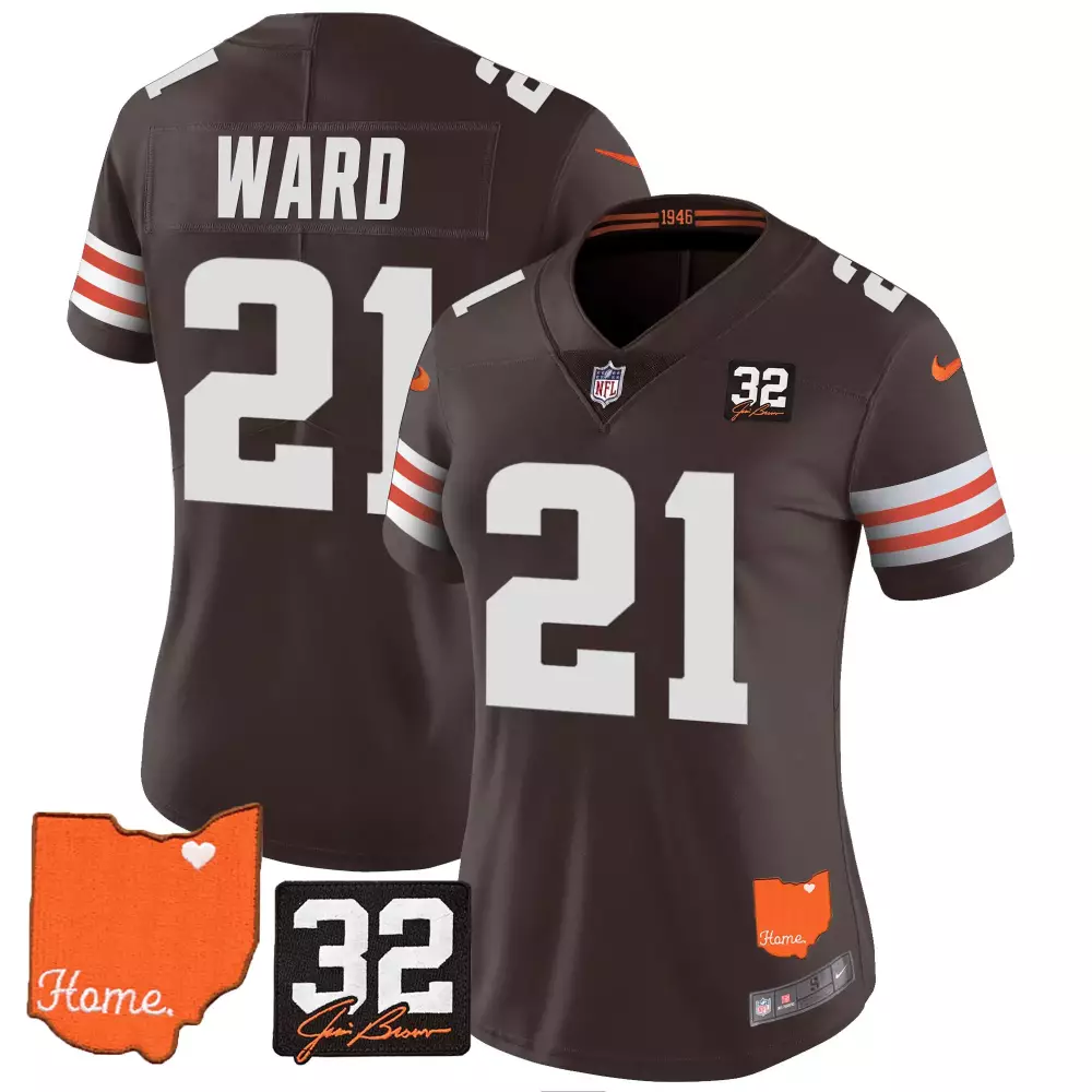 Women's Brown Ward 21 Cleveland Browns Home Jersey 2023 | All Stitched Vapor Jersey | Limited Edition Fan Gear | For Women