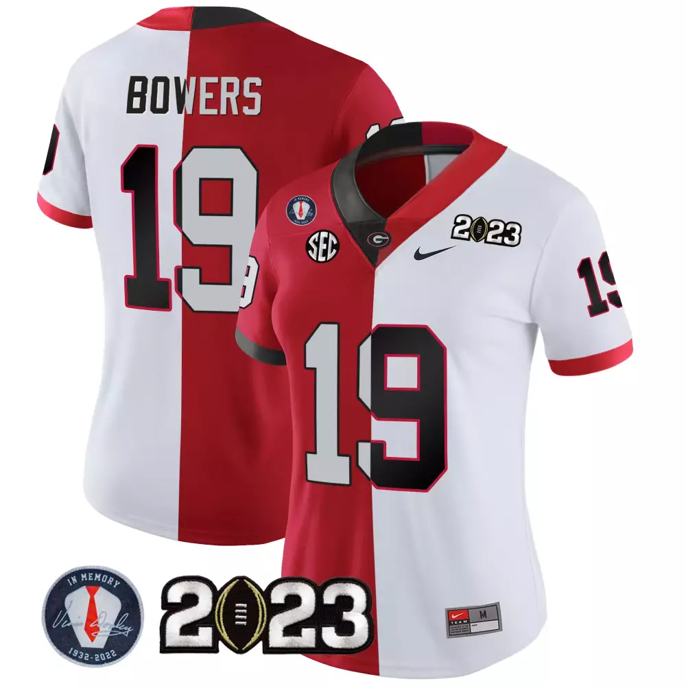 Women's Georgia Bulldogs Bowers 19 2023 Vapor Jersey | Red & White Stitched Style | Fan Gear for Women & Youth
