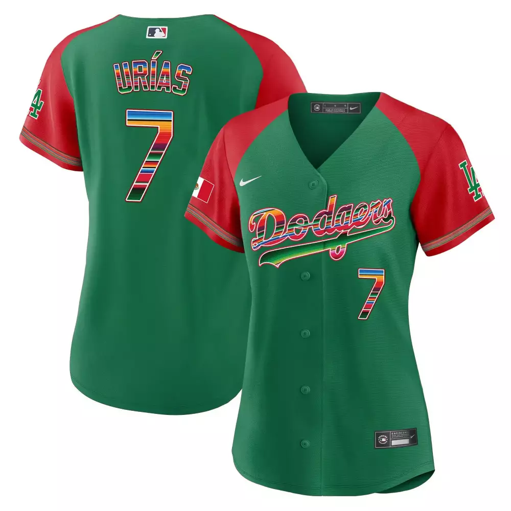 Women's Green Dodgers Alternate Jersey | Urias 7 Stitched Vapor 2023 | Stylish Fan Gear | For Women & Youth