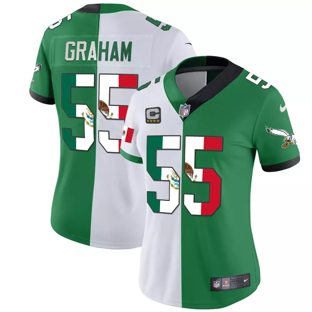 Women's Jalen Graham 55 Philadelphia Eagles Jersey | Green All Stitched Vapor Edition 2023 | Fan Gear for Women