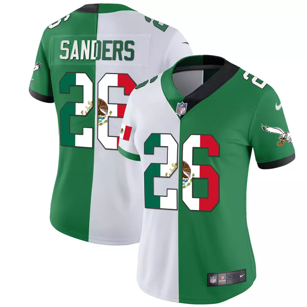 Women's Kelly Green Sanders 26 Philadelphia Eagles All Stitched Vapor Jersey | 2023 Style | Game Day Outfit for Eagles Fans | For Men, Women & Youth