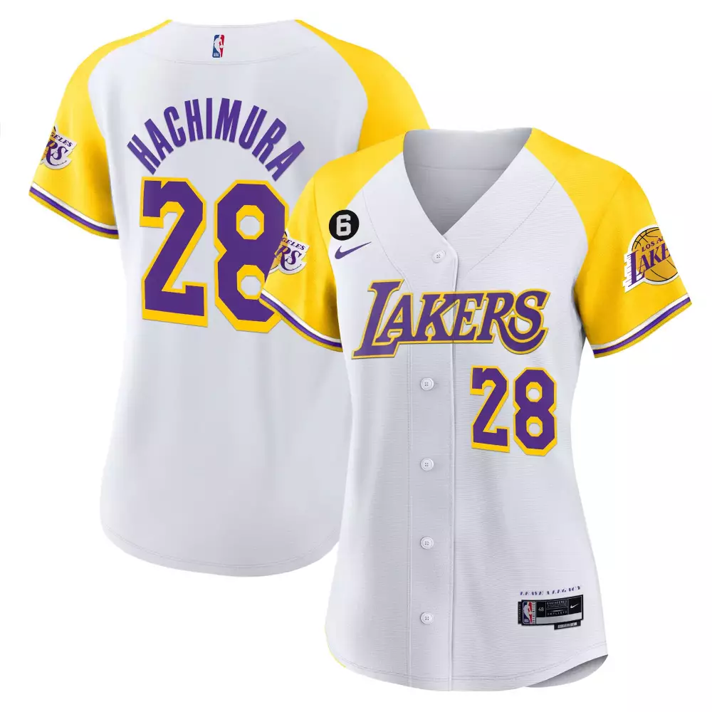Hachimura 28 Alternate Jersey | Los Angeles Lakers White Yellow | Stitched for Women