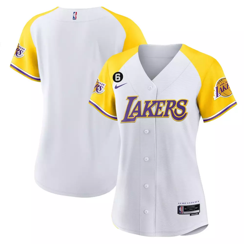 Women's Los Angeles Lakers White Yellow Jersey | All Stitched Vapor Style 6 | For Women