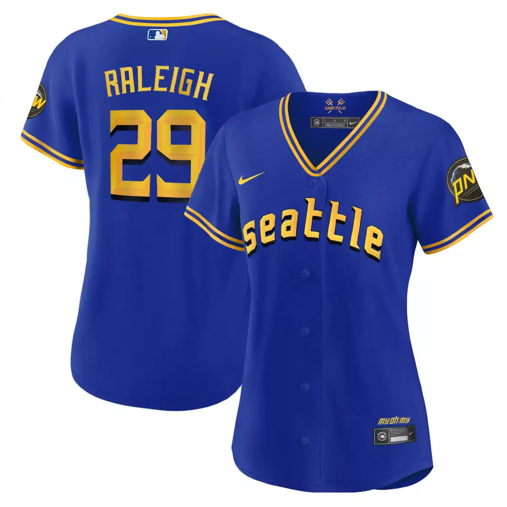Women's Seattle Mariners 2023 City Connect Gold Jersey | Raleigh 29 All Stitched Vapor | Fan Gear for Men, Women & Youth