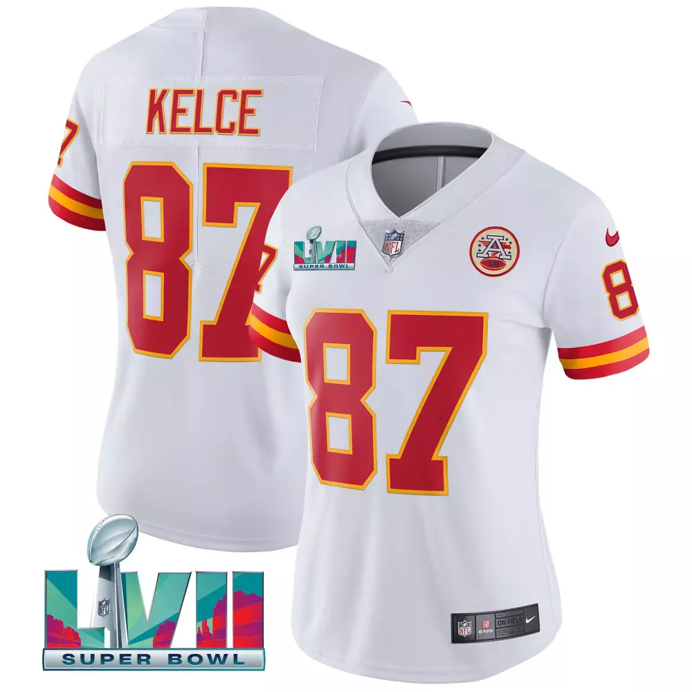 Women's Super Bowl LVII Kansas City Chiefs Jersey | White Kelce 87 All Stitched Vapor Jersey | Fan Gear | For Men, Women & Youth