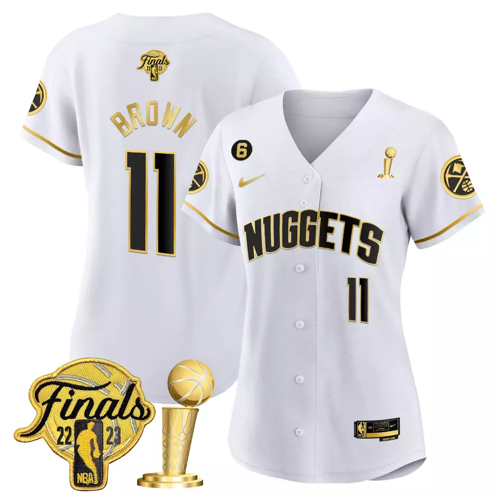 Women's Brown Denver Nuggets 2023 Finals Jersey | White Stitched Vapor Edition | For Women & Youth