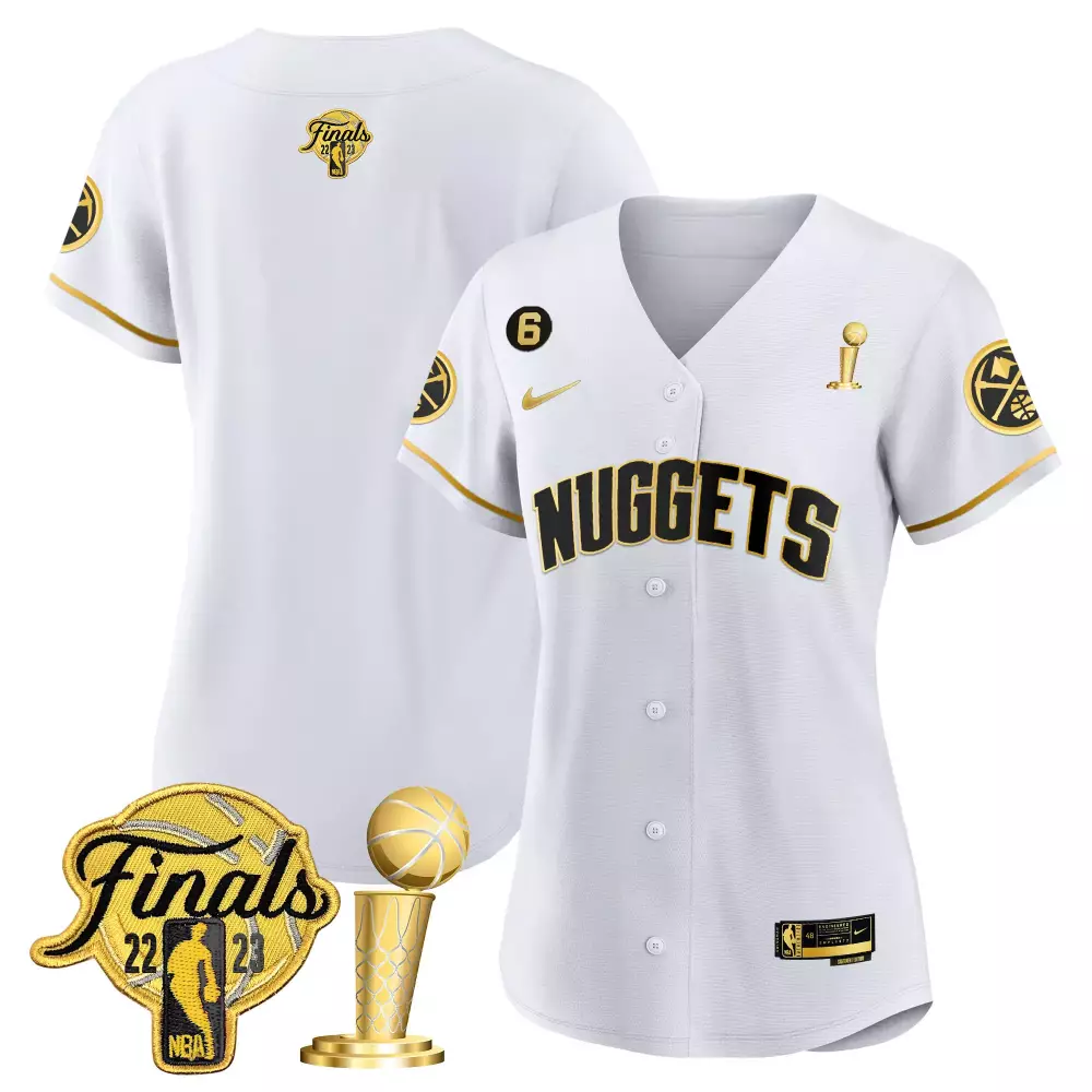Women's Denver Nuggets 2023 Finals Champion Patch Jersey | White Stitched Vapor Edition | For Women & Youth